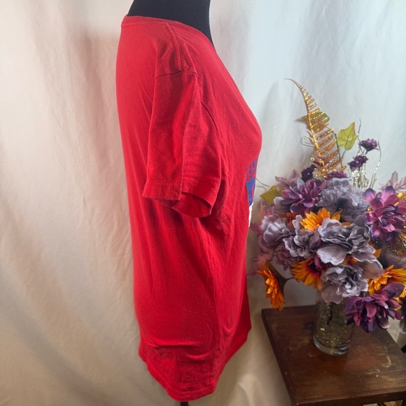 Majestic Texas Rangers Red V-Neck Tee L Fan Fashion MLB Baseball - Picture 4 of 7